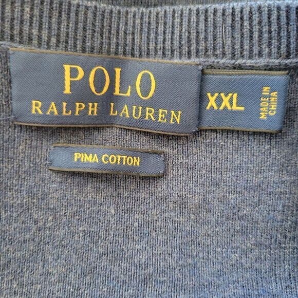 Polo Ralph Lauren Mens V-Neck Pima Cotton Sweater (Size XXL) - Picture 6 of 7